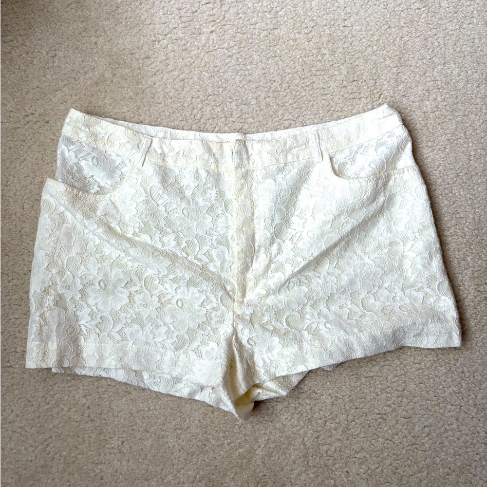 H&M Divided ivory white lace lined shorts, sz 12 bridal fairy western twee party